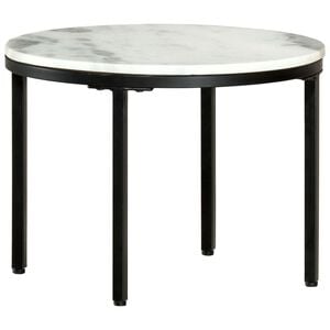 vidaXL Table basse Blanc et noir &Oslash;50 cm Marbre solide v&eacute;ritable
