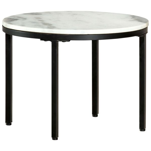 vidaXL Table basse Blanc et noir &Oslash;50 cm Marbre solide v&eacute;ritable