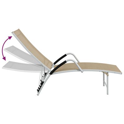 vidaXL Chaise longue Textilène et aluminium Crème