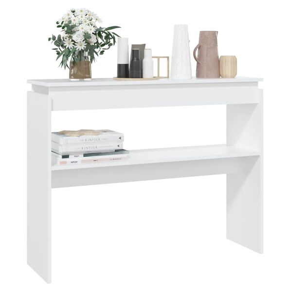 vidaXL Table console blanc 102x30x80 cm bois d'ing&eacute;nierie