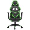 vidaXL Chaise de jeu avec repose-pied Noir et vert Similicuir