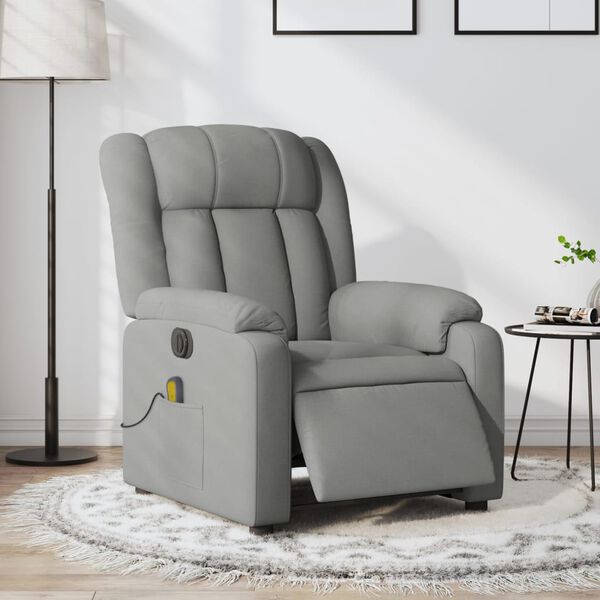 vidaXL Fauteuil inclinable de massage &eacute;lectrique gris clair tissu
