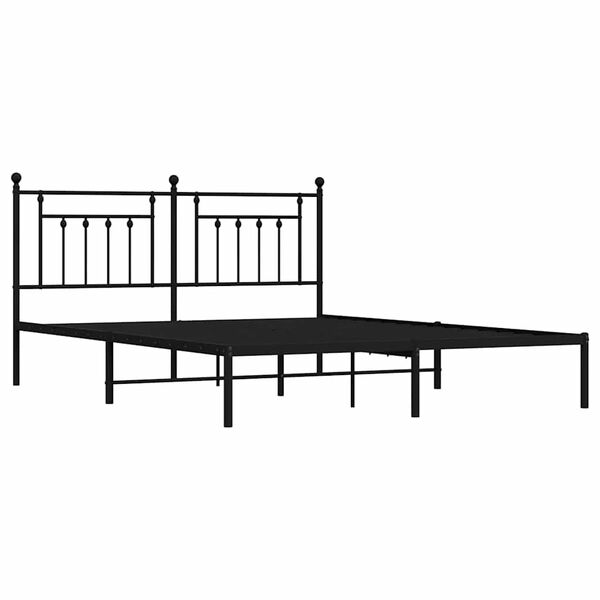 vidaXL Cadre de lit m&eacute;tal sans matelas avec t&ecirc;te de lit noir 183x213cm