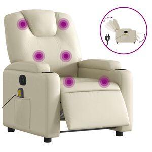 vidaXL Fauteuil inclinable de massage &eacute;lectrique cr&egrave;me similicuir