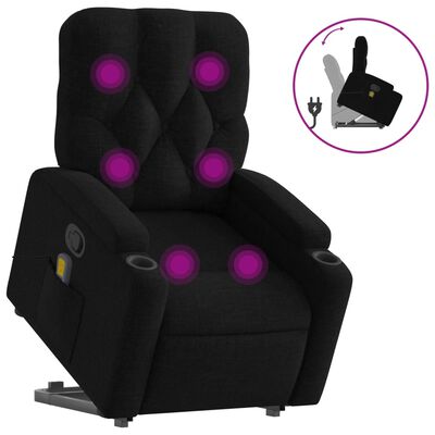 vidaXL Fauteuil inclinable de massage noir tissu