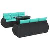 vidaXL Salon de jardin avec coussins 7 pcs noir r&eacute;sine tress&eacute;e acacia