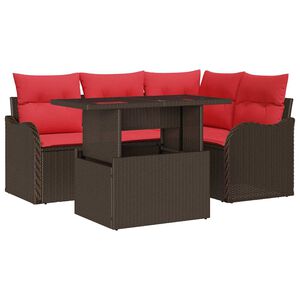 vidaXL Ensemble de canapé de jardin 5 pcs Marron Poly rotin