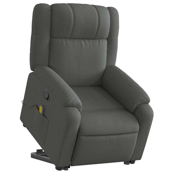 vidaXL Fauteuil inclinable de massage gris fonc&eacute; tissu