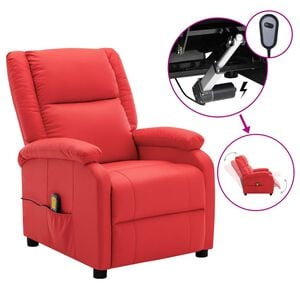 vidaXL Fauteuil de massage &eacute;lectrique rouge similicuir