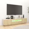 vidaXL Meuble TV avec lumi&egrave;res LED Ch&ecirc;ne sonoma 180x35x40 cm