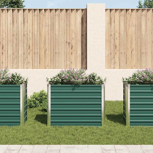 vidaXL Lit sur&eacute;lev&eacute; de jardin Acier galvanis&eacute; 100x40x77 cm Vert
