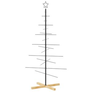 vidaXL Arbre de No&euml;l en m&eacute;tal avec base en bois noir 150 cm