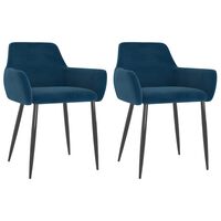 vidaXL Chaises à manger lot de 2 Bleu Velours