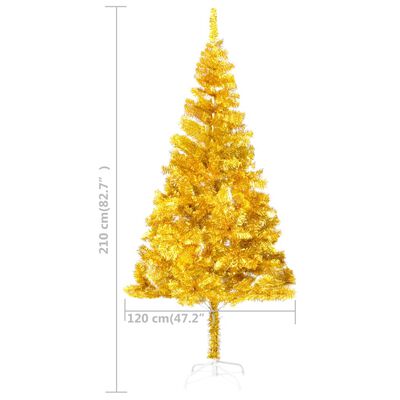 vidaXL Arbre de Noël artificiel pré-éclairé et boules doré 210 cm PET