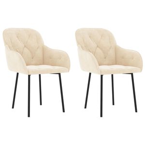 vidaXL Chaises à manger lot de 2 Crème Velours