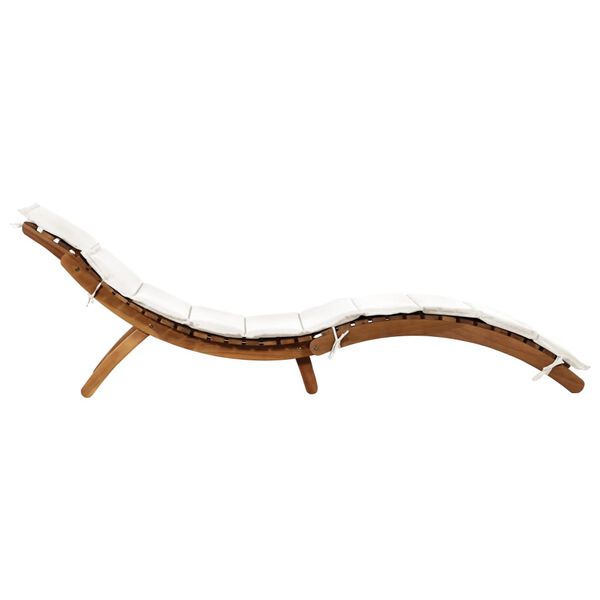vidaXL Chaise longue avec coussin Bois d'acacia solide Cr&egrave;me