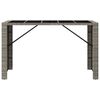 vidaXL Table de bar et dessus en verre gris 185x80x110 cm poly rotin