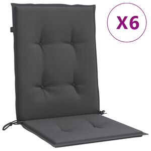 vidaXL Coussins de chaise &agrave; dossier bas lot de 6 anthracite m&eacute;lang&eacute;