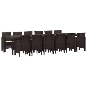 vidaXL Ensemble de salle à manger pour jardin 13 pcs Marron