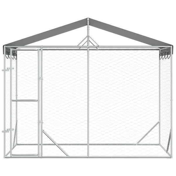 vidaXL Chenil d'ext&eacute;rieur pour chiens avec toit argent&eacute; 3x1,5x2,5 m
