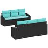 vidaXL Ensemble de Canap&eacute;s 7 pcs Noir et turquoise polyrotin