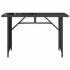 vidaXL Table de jardin avec dessus en verre noir 110x68x70 poly rotin