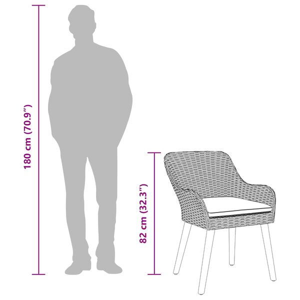 vidaXL Ensemble de salle &agrave; manger pour jardin 7 pcs Gris polyrotin