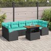 vidaXL Ensemble de canap&eacute; de jardin avec coussin 8 pcs Noir et bleu