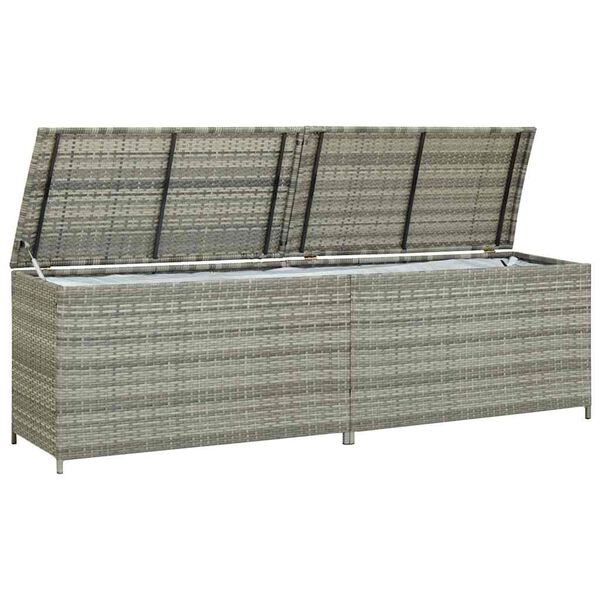 vidaXL Bo&icirc;te de rangement de jardin r&eacute;sine tress&eacute;e 200x50x60 cm gris