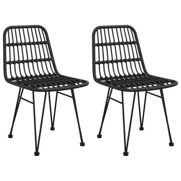 vidaXL Ensemble &agrave; manger de jardin 3 pcs Noir R&eacute;sine tress&eacute;e