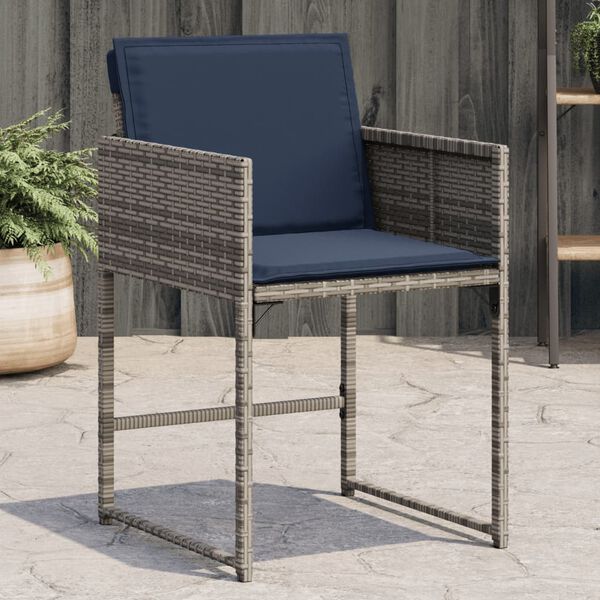 vidaXL Chaises de jardin avec coussins lot de 4 gris r&eacute;sine tress&eacute;e