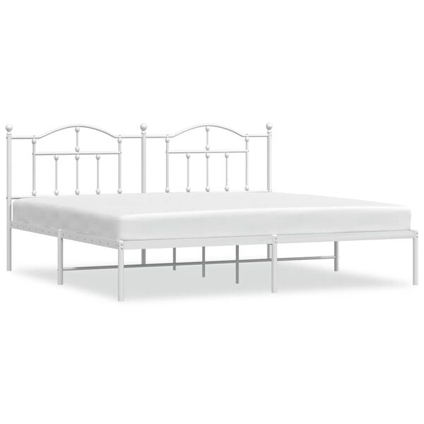 vidaXL Cadre de lit métal sans matelas et tête de lit blanc 193x203 cm