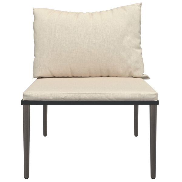 vidaXL Canap&eacute; central de jardin avec coussins gris r&eacute;sine tress&eacute;e