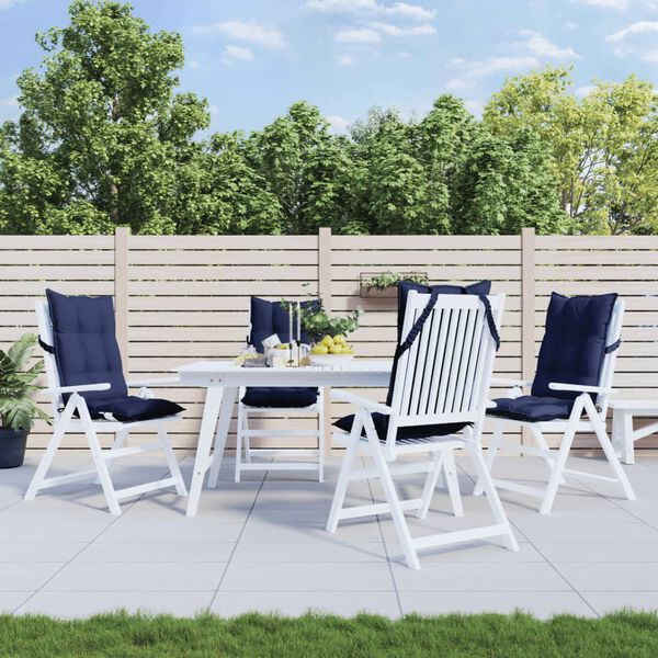 vidaXL Coussins de chaise &agrave; dossier haut lot de 4 bleu marine