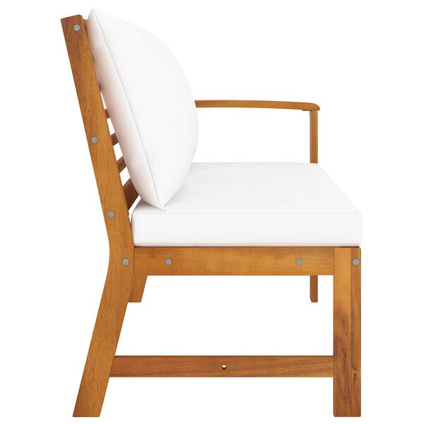 vidaXL Banc de jardin 114,5 cm avec coussin cr&egrave;me Bois solide d'acacia