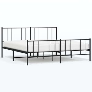 vidaXL Cadre de lit métal sans matelas avec pied de lit noir 193x203cm