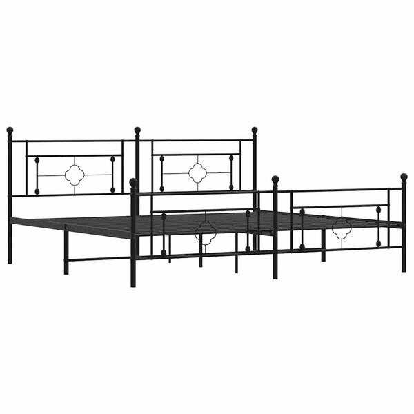 vidaXL Cadre de lit m&eacute;tal sans matelas avec pied de lit noir 193x203cm