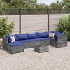 vidaXL Salon de jardin 8 pcs avec coussins Gris R&eacute;sine tress&eacute;e