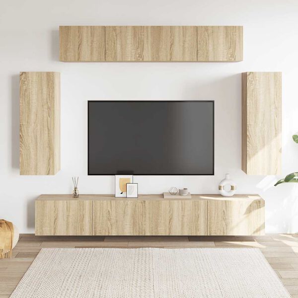 vidaXL Ensemble de meuble TV 6 pcs Ch&ecirc;ne sonoma Bois d'ing&eacute;nierie