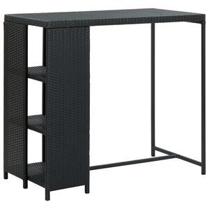 vidaXL Table de bar avec rangement Noir 120x60x110 cm Résine tressée