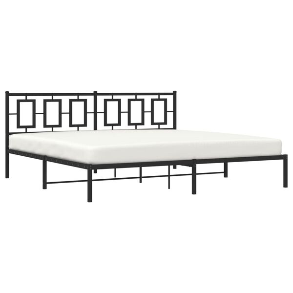 vidaXL Cadre de lit m&eacute;tal sans matelas avec t&ecirc;te de lit noir 193x203cm