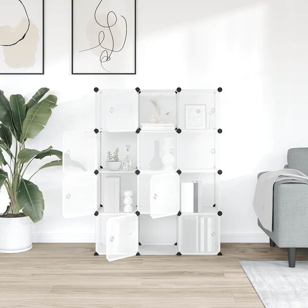 vidaXL Organiseur de rangement en cube avec 12 cubes et portes en PP transparent