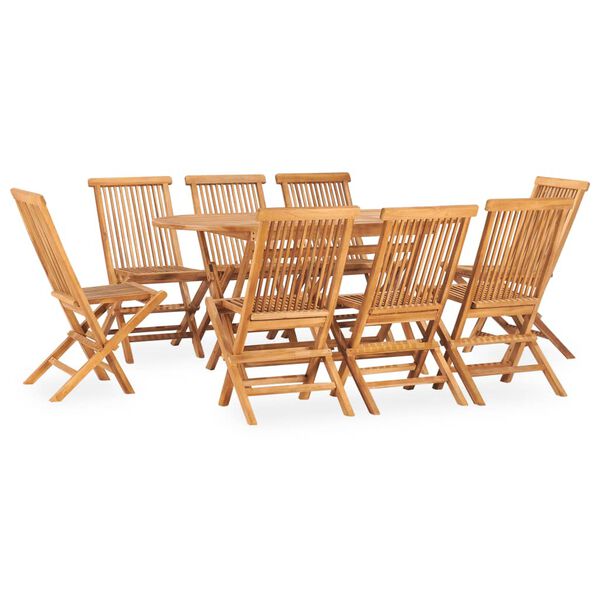 vidaXL Ensemble &agrave; manger d'ext&eacute;rieur pliable 9 pcs Bois solide de teck