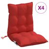 vidaXL Coussins de chaise &agrave; dossier bas lot de 4 rouge tissu oxford