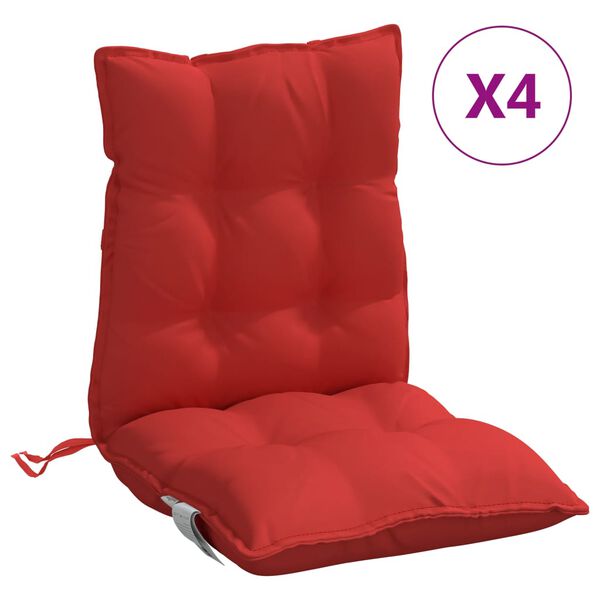 vidaXL Coussins de chaise &agrave; dossier bas lot de 4 rouge tissu oxford