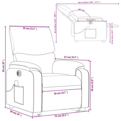 vidaXL Fauteuil inclinable de massage électrique crème tissu