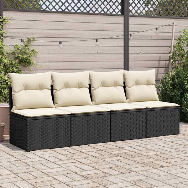 vidaXL Salon de jardin avec coussins 2 pcs noir r&eacute;sine tress&eacute;e acacia