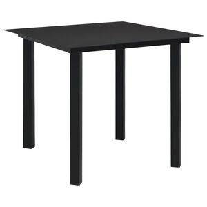 vidaXL Table &agrave; d&icirc;ner de jardin Noir 80x80x74 cm Acier et verre