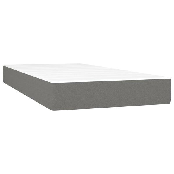 vidaXL Sommier &agrave; lattes de lit et matelas gris fonc&eacute; 100x190 cm tissu