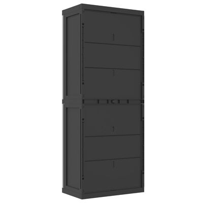 vidaXL Armoire de rangement d'extérieur gris et noir 65x37x165 cm PP